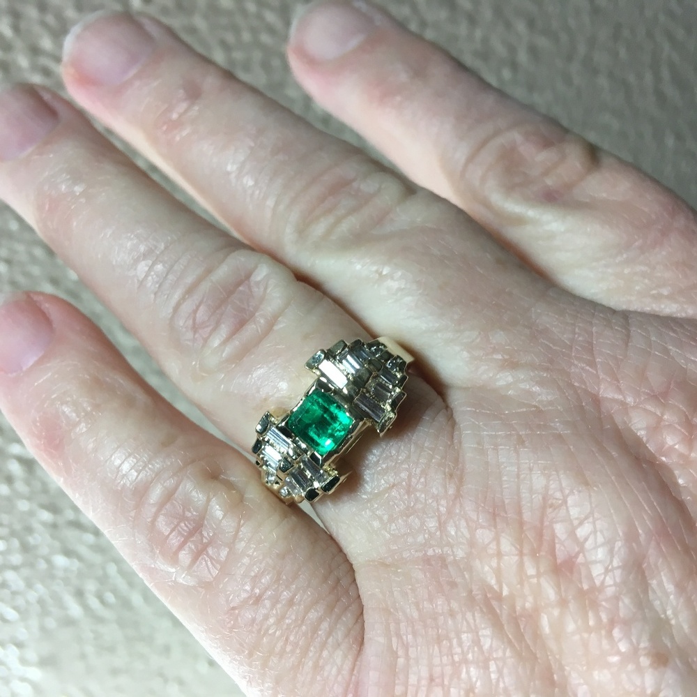 SOLD 14k Gold BJC Emerald Diamond Ring - Picture 3 of 3